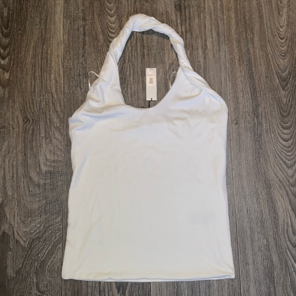 Banana Republic White Fitted Halter Top